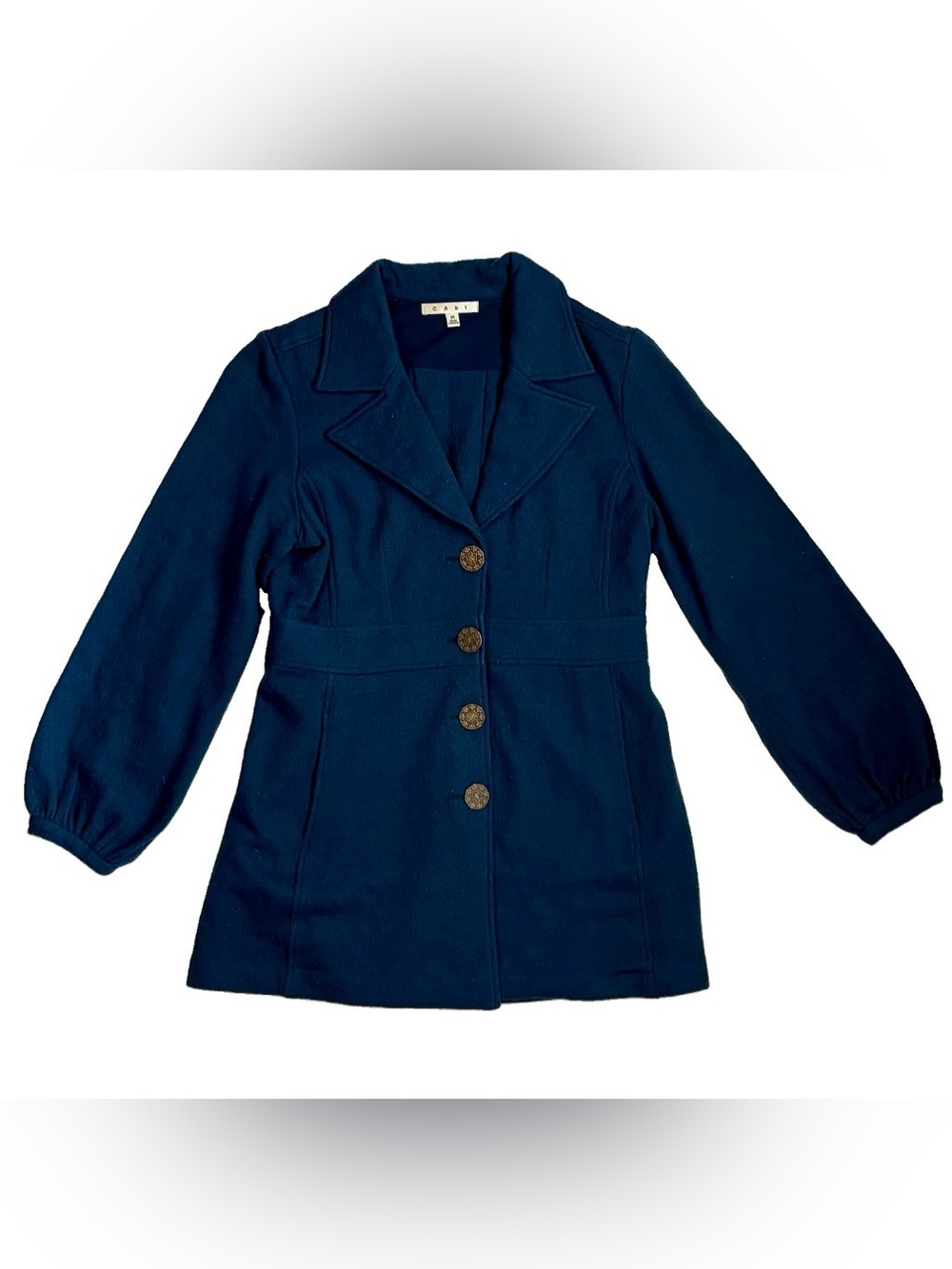Cabi Teal Blue Wool-Blend Button Front Pea Coat Jacket | Size M-135